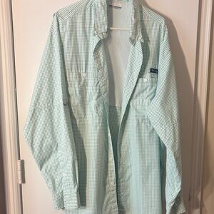 Columbia PFG  Men's Light Green Checkered Shirt